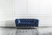 Blue fabric glam style sofa w/ gold legs additional photo 5 of 11