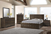 Dark gray / teak exceptional stylish platform king bed additional photo 2 of 4