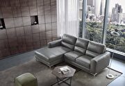 Modern top grain dark gray leather sectional sofa by Beverly Hills additional picture 2