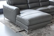 Modern top grain dark gray leather sectional sofa by Beverly Hills additional picture 5