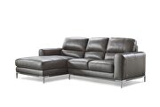 Modern top grain dark gray leather sectional sofa by Beverly Hills additional picture 10