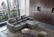 Modern top grain dark gray right-facing leather sectional sofa additional photo 2 of 1