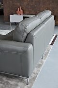 Modern top grain dark gray right-facing leather sectional sofa by Beverly Hills additional picture 6