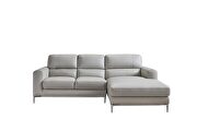 Modern top grain smoke gray leather sectional sofa by Beverly Hills additional picture 6