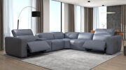Slate blue full leather sectional w/ power recliners by Beverly Hills additional picture 2