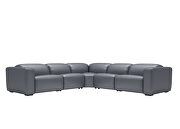 Slate blue full leather sectional w/ power recliners by Beverly Hills additional picture 3