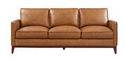 Saddle color leather casual style couch additional photo 2 of 8