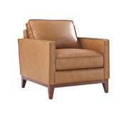 Saddle color leather casual style couch additional photo 3 of 8