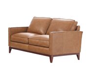 Saddle color leather casual style loveseat additional photo 3 of 2