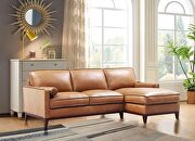 Saddle color leather sectional sofa by Beverly Hills additional picture 2