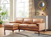 Saddle color leather sectional sofa in left facing shape by Beverly Hills additional picture 2