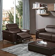 Brown leather sofa w/ adjustable headrests by Beverly Hills additional picture 7