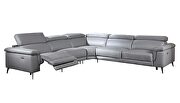 Gray full leather recliner sectional sofa by Beverly Hills additional picture 2