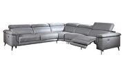 Gray full leather recliner sectional sofa by Beverly Hills additional picture 3