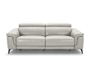 Smoke gray leather sofa w/ adjustable headrests by Beverly Hills additional picture 2