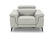 Smoke gray leather sofa w/ adjustable headrests by Beverly Hills additional picture 3