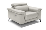 Smoke gray leather sofa w/ adjustable headrests by Beverly Hills additional picture 4