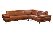 Full adobe orange leather sectional sofa by Beverly Hills additional picture 2