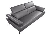 Slate gray leather sofa w/ adjustable headrests by Beverly Hills additional picture 3