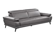 Slate gray leather sofa w/ adjustable headrests by Beverly Hills additional picture 4
