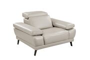 Smoke taupe leather sofa w/ adjustable headrests by Beverly Hills additional picture 4