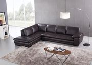 Left-facing brown leather low-profile contemporary sectional by Beverly Hills additional picture 7