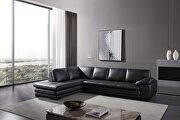 Left-facing black leather low-profile contemporary sectional by Beverly Hills additional picture 2