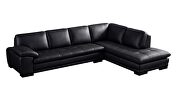 Right-facing black leather low-profile contemporary sectional by Beverly Hills additional picture 2