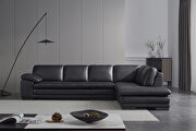 Right-facing black leather low-profile contemporary sectional by Beverly Hills additional picture 3