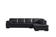 Right-facing black leather low-profile contemporary sectional by Beverly Hills additional picture 7