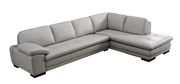 Right-facing beige leather low-profile contemporary sectional additional photo 2 of 5