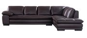 Right-facing brown leather low-profile modern sectional additional photo 3 of 5