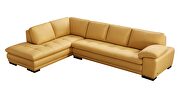 Left-facing yellow leather low-profile contemporary sectional by Beverly Hills additional picture 2