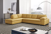 Left-facing yellow leather low-profile contemporary sectional by Beverly Hills additional picture 4