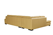 Left-facing yellow leather low-profile contemporary sectional by Beverly Hills additional picture 5