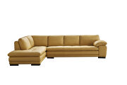 Left-facing yellow leather low-profile contemporary sectional by Beverly Hills additional picture 6