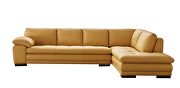 Right-facing yellow leather low-profile contemporary sectional by Beverly Hills additional picture 3
