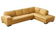 Right-facing yellow leather low-profile contemporary sectional by Beverly Hills additional picture 5