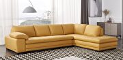 Right-facing yellow leather low-profile contemporary sectional by Beverly Hills additional picture 6