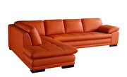 Left-facing orange leather low-profile contemporary sectional additional photo 2 of 5
