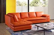 Left-facing orange leather low-profile contemporary sectional additional photo 3 of 5