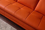 Left-facing orange leather low-profile contemporary sectional additional photo 5 of 5