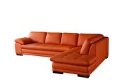 Right-facing orange leather low-profile modern sectional additional photo 4 of 5