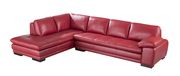 Left-facing red leather low-profile contemporary sectional additional photo 2 of 5