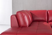 Left-facing red leather low-profile contemporary sectional additional photo 3 of 5