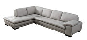 Left-facing gray leather low-profile contemporary sectional additional photo 3 of 4