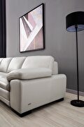 Left-facing gray leather low-profile contemporary sectional additional photo 4 of 4