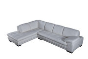 Left-facing white leather low-profile contemporary sectional by Beverly Hills additional picture 7