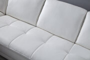 Right-facing white leather low-profile modern sectional additional photo 2 of 9