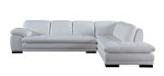 Right-facing white leather low-profile modern sectional additional photo 3 of 9